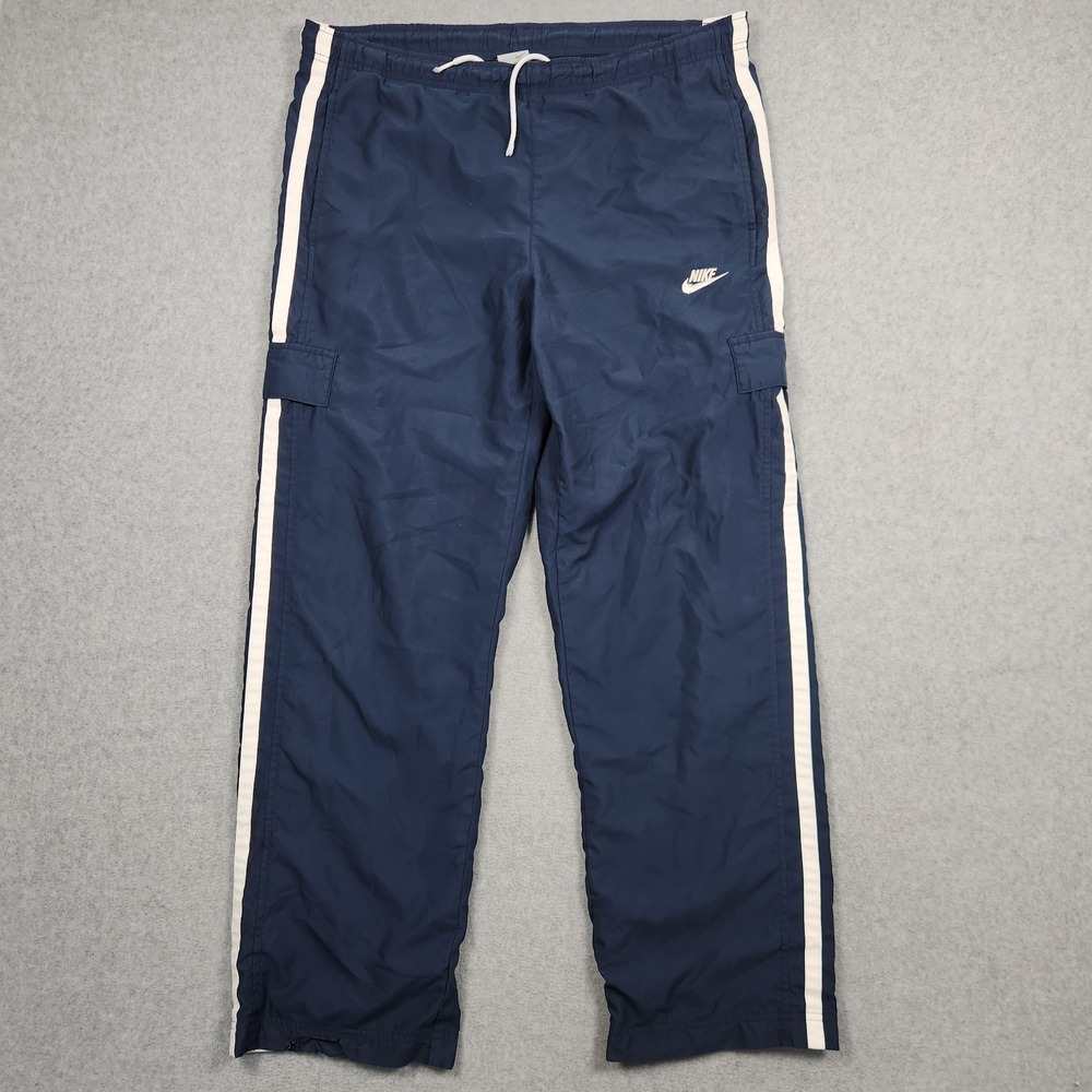 Vintage Nike Track Pants Medium (38x30) Blue Baggy Loose Cargo Silver Tag Y2K‎